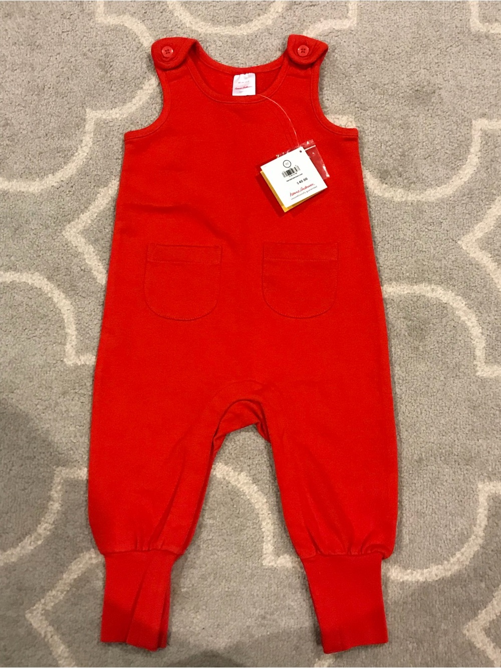 Hanna Anderson Red Baby Cotton Romper Overalls 90